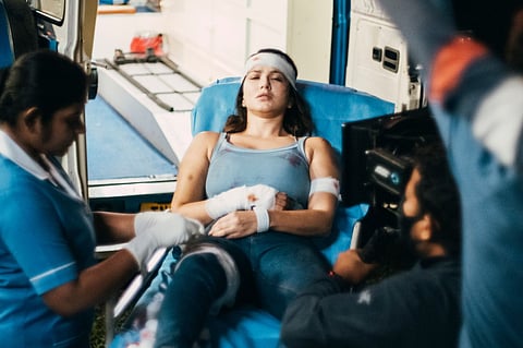 A BTS shot from the film