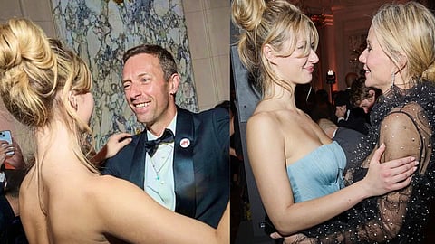 Apple Martin and Chris Martin (L); Apple and Gwyneth Paltrow (R)