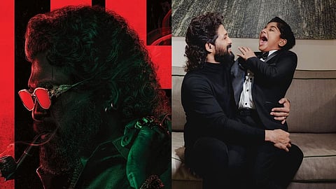 Allu Arjun in Pushpa 2: The Rule (L); Arjun with Ayaan (R)