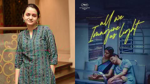 Payal Kapadia; Theatrical release poster for All We Imagine As Light (L-R)