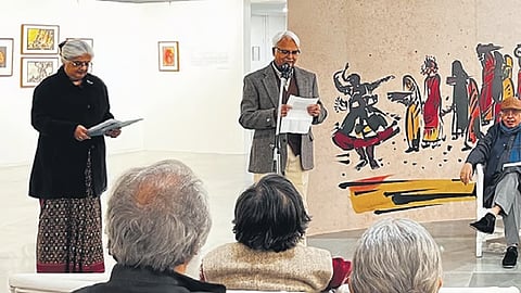 Prithviswar Sen (left), son of Sureshwar and grandson of Bireswar Sen on the day of inaugration