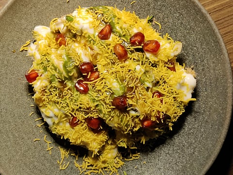 Ghevar avocado chaat