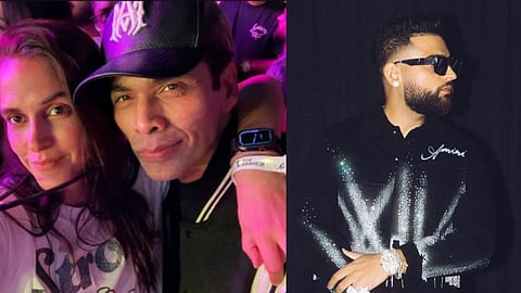 Neha Dhupa and Karan Johar (L); Karan Aujla (R)