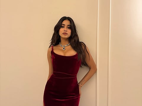 Janhvi Kapoor pulls off a maroon velvet gown with absolute grace
