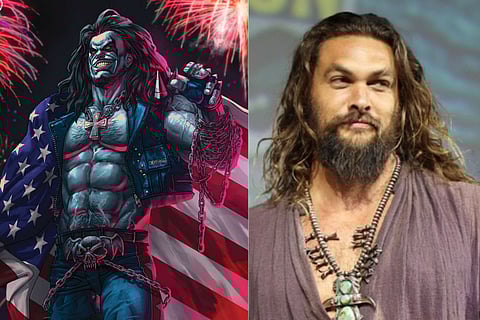(L-R) Lobo as shown in the comic; Jason Momoa