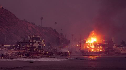 Beachfront homes are destroyed by the Palisades Fire Wednesday, January 8, in Malibu