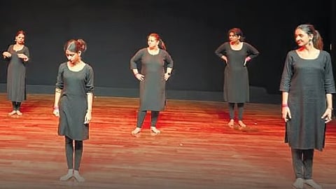Vaswati Misra’s students on stage before performance