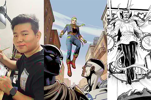 In frame: Tadam Gyadu and his artworks