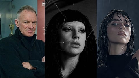 Sting, Lady Gaga and Billie Eilish (L to R)