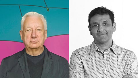 Michael Craig-Martin (L); Abhishek Poddar (R)