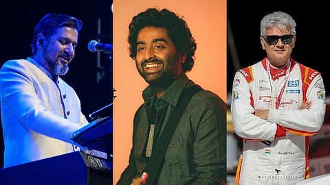 Ricky Kej (L); Arijit Singh (C); Ajith Kumar (R)