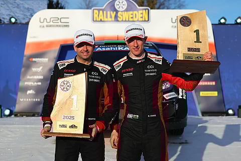 Scott Martin (L) and Elfyn Evans