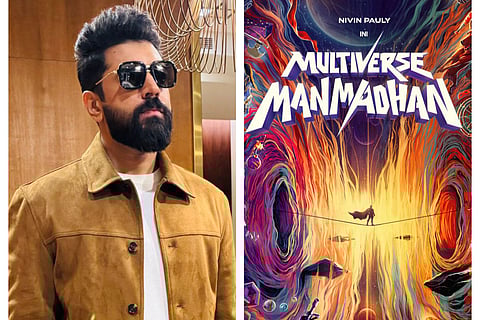 Nivin Pauly; (right) A poster of Multiverse Manmadhan