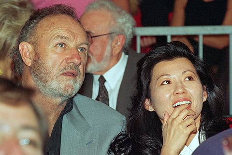 FILE - Actor Gene Hackman with wife Betsy Arakawa in June 1993