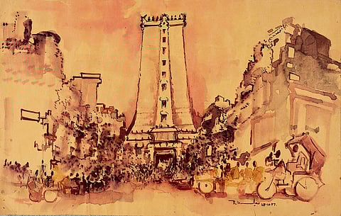 R Krishna Rao’s Meenakshi Temple artwork