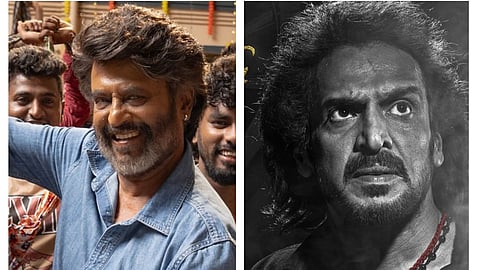 Rajinikanth (L); Upendra in a poster for Coolie (R)