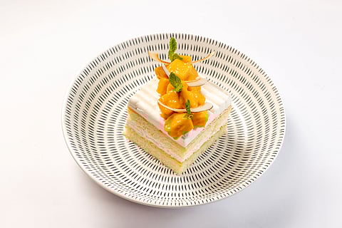 Mango and coconut chiffon cake