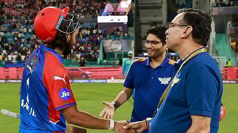 KL Rahul with Sanjiv Goenka and Shashwat Goenka
