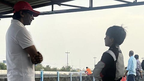 Narain Karthikeyan with Aadvik Ajith Kumar