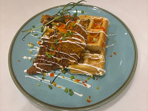 Waffles with fried chicken