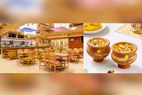 (L-R) Interiors of Purani Dilli restaurant at Anand Sweets, Electronic City; Mango Rabri