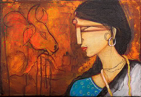 The ongoing exhibition in Bengaluru celebrates the strength and love of women through vivid, folk-inspired art