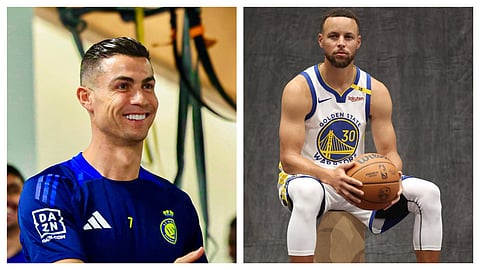 Cristiano Ronaldo (L) and Stephen Curry are both on the world's richest athletes list