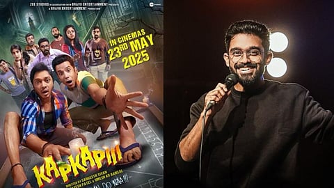 A poster of Kapkapii; (right) Abishek Kumar