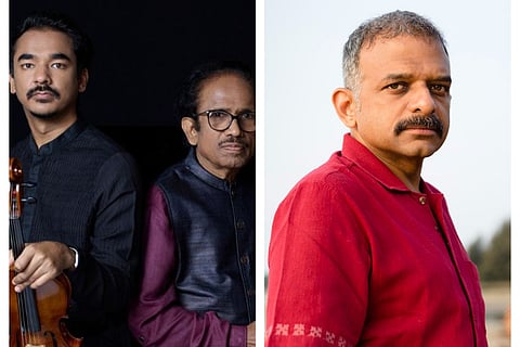 Ambi Subramaniam and L Subramaniam; (R) TM Krishna
