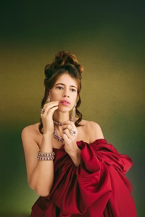 Reverie by Tyaani weaves Maheep Kapoor’s Victorian dreamscape in gold and gemstones