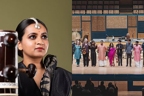 (L-R) Varijashree Venugopal; Varijashree at a previous performance of Mahabharata