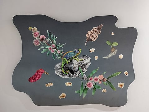 Artist Satadru Sovan Banduri showcases his multidisciplinary artworks at this exhibition in Hyderabad