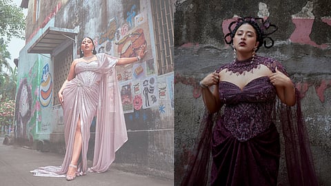 Raja Kumar wearing fusion couture gowns from the Raja Kumari x KALKI collection.