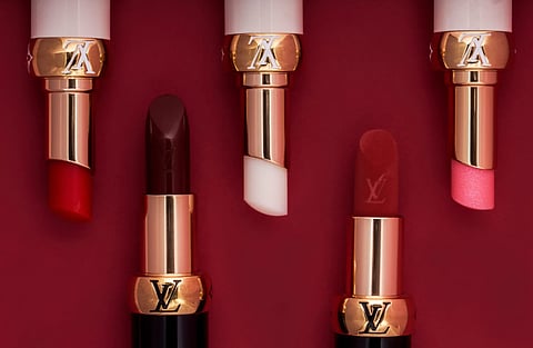 La Beauté Louis Vuitton features lipstick, tinted lip balm and eyeshadow palettes
