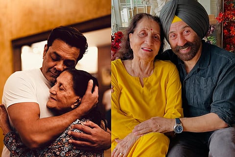 Sunny Deol and Bobby Deol with their mother Prakash Kaur birthday