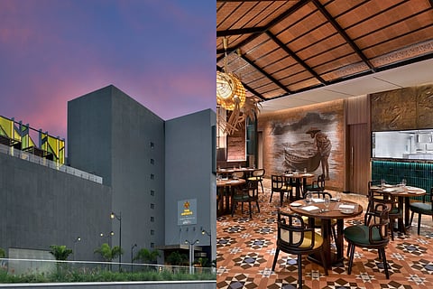 The hotel's lobby façade; Meen by Chef Pillai at The Artiste