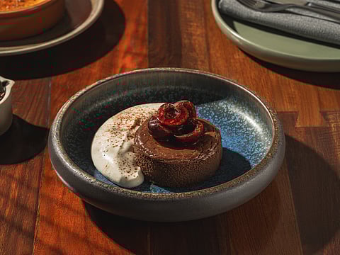 Dark chocolate basque cheesecake