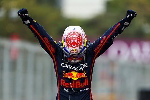 Max Verstappen in his Schuberth SF3 Carbon Fibre ABP helmet