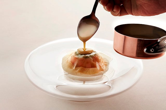 Langoustine Ravioli from the menu of Odette Singapore created by chef Julien Royer