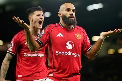Bryan Mbuemo celebrates after scoring against Brighton in the Premier League