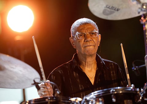 American jazz drummer, pianist, and composer Jack DeJohnette performs at the Five Continents Marseille Jazz festival, in Marseille, southern France in 2018.