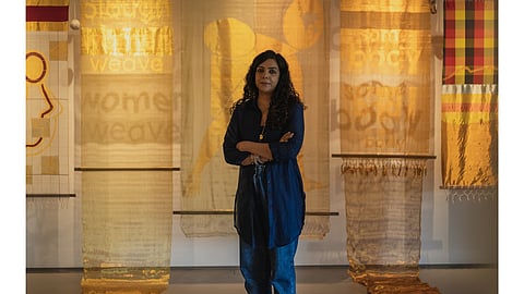 Textile artist Lakshmi Madhavan's signature kasavu weaves have been acquired by the Asian Art Museum, San Francisco,