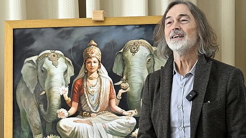 Artist Nikas Safronov's exhibition 'Dream Vision' presents 100 artworks.