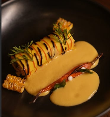 Dry Aged Duck, Khandvi, Golden Corn at Indian Accent