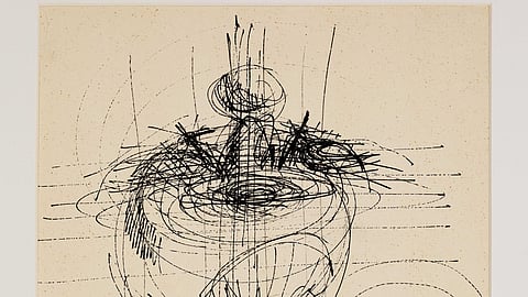 Artist Krishna Reddy is on display in Santiniketan