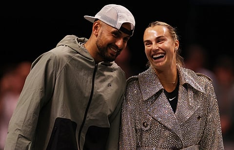 Nick Kyrgios beat Aryna Sabalenka 6‑3 6‑3 on Sunday in a “Battle of the Sexes” exhibition match