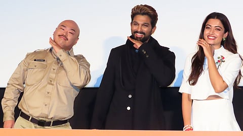Alongside co-star Rashmika Mandanna, Allu Arjun receives thunderous applause at the Tokyo premiere