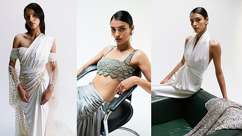 431-88 by Shweta Kapur's first-ever bridal collection explores shades of white through tulle, silk, and organza