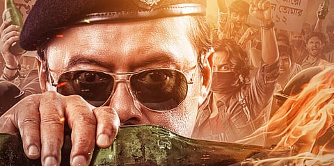 The power duo, Raj Chakraborty and Saswata Chatterjee, are back on the big screens with the socially powerful Hok Kolorob