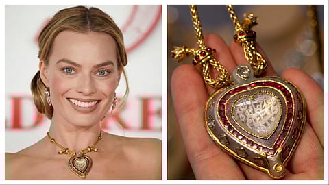 Margot Robbie in Elizabeth Taylor's Taj Mahal necklace
